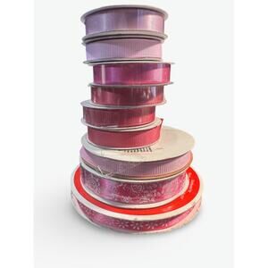 9-Piece Pink Ribbon Lot – Mixed Styles & Widths